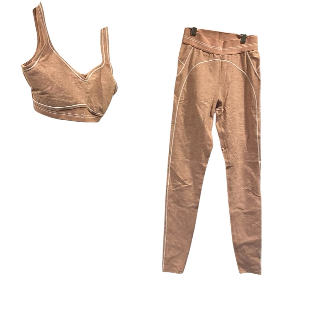 Alo Yoga heart throb leggings and bra set PINK Size XS